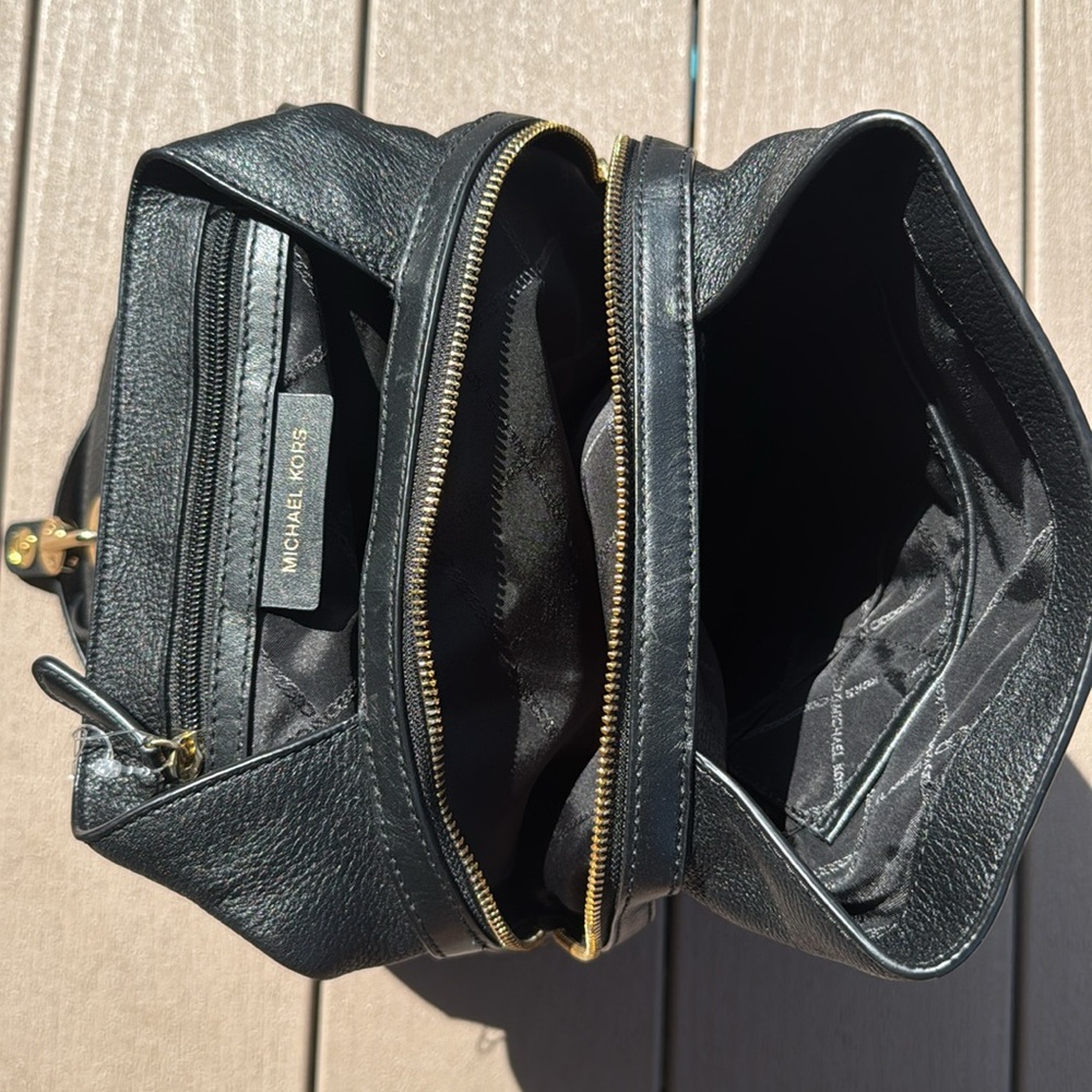 Michael Kors Raven Black Pebbled Leather Backpack - Picture 4 of 7